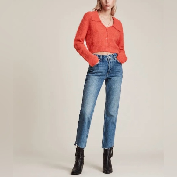 All Saints Alpaca Ork Cardigan Sweater in Lava Red - Picture 13 of 13